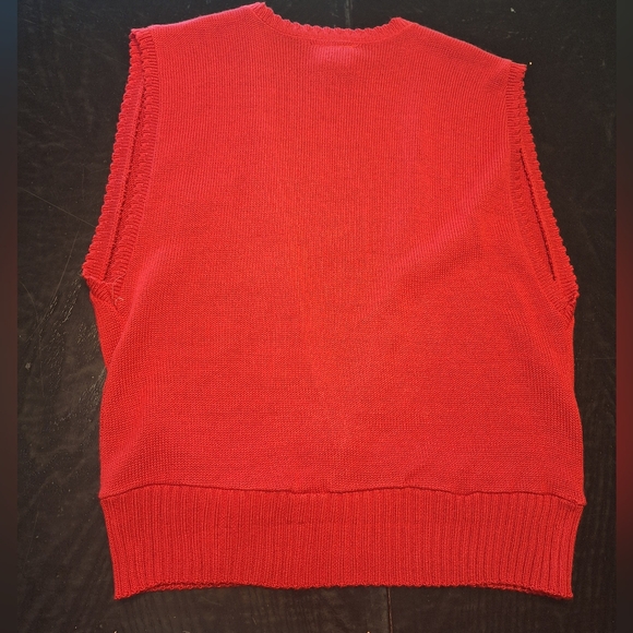 vintage Leslie Fay red sleeveless sweater embroidered  vest size 10 - Picture 2 of 6
